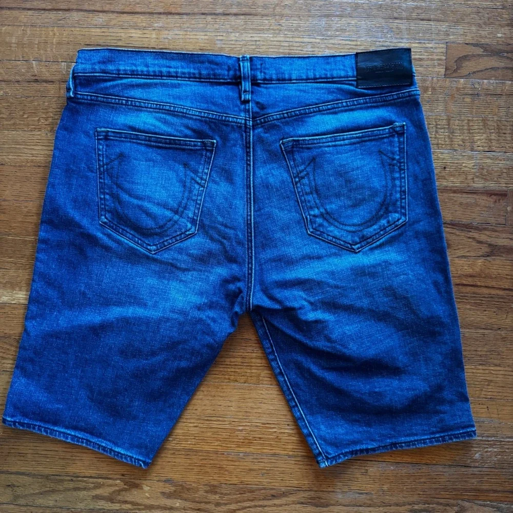 True Religion‎ Rocco Relaxed Skinny Men Blue Denim Jean Shorts Size 36